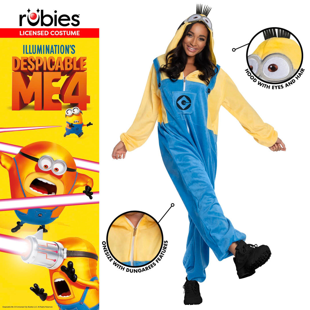 Rubies 1001772S-M000 Minon Adult Onesie Minion Fancy Dress, Multicoloured, S-M