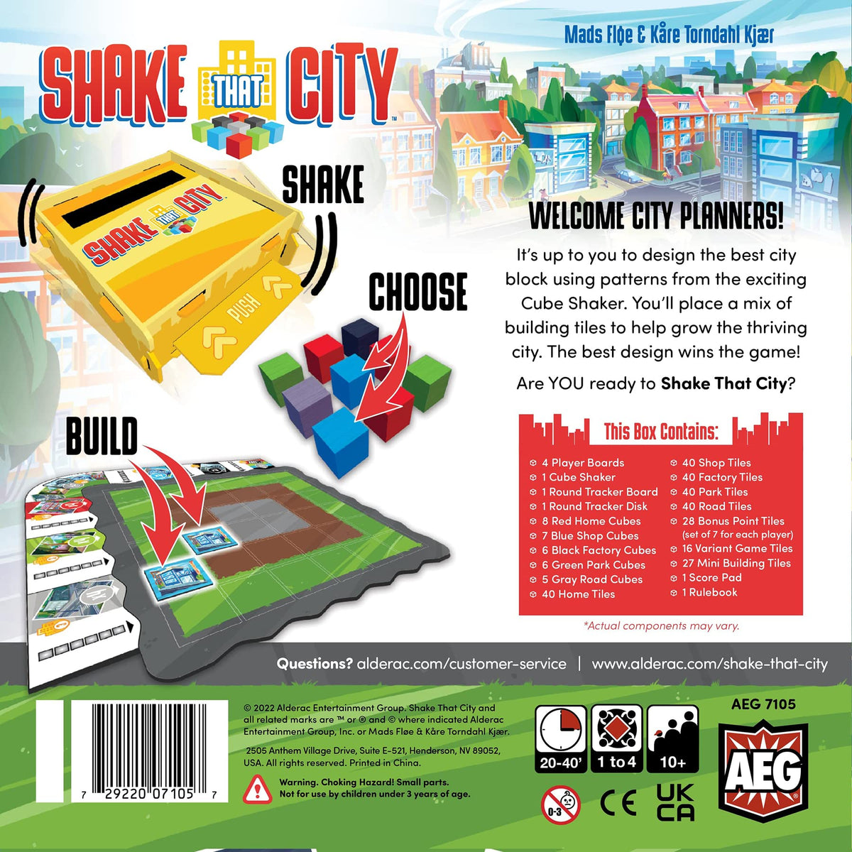 AEG Shake That City | Design The Best City Block by selecting a Pattern from The Cube Shaker | Family Puzzly Tile-Laying Game | 1-4 Players | Ages 10+ 2