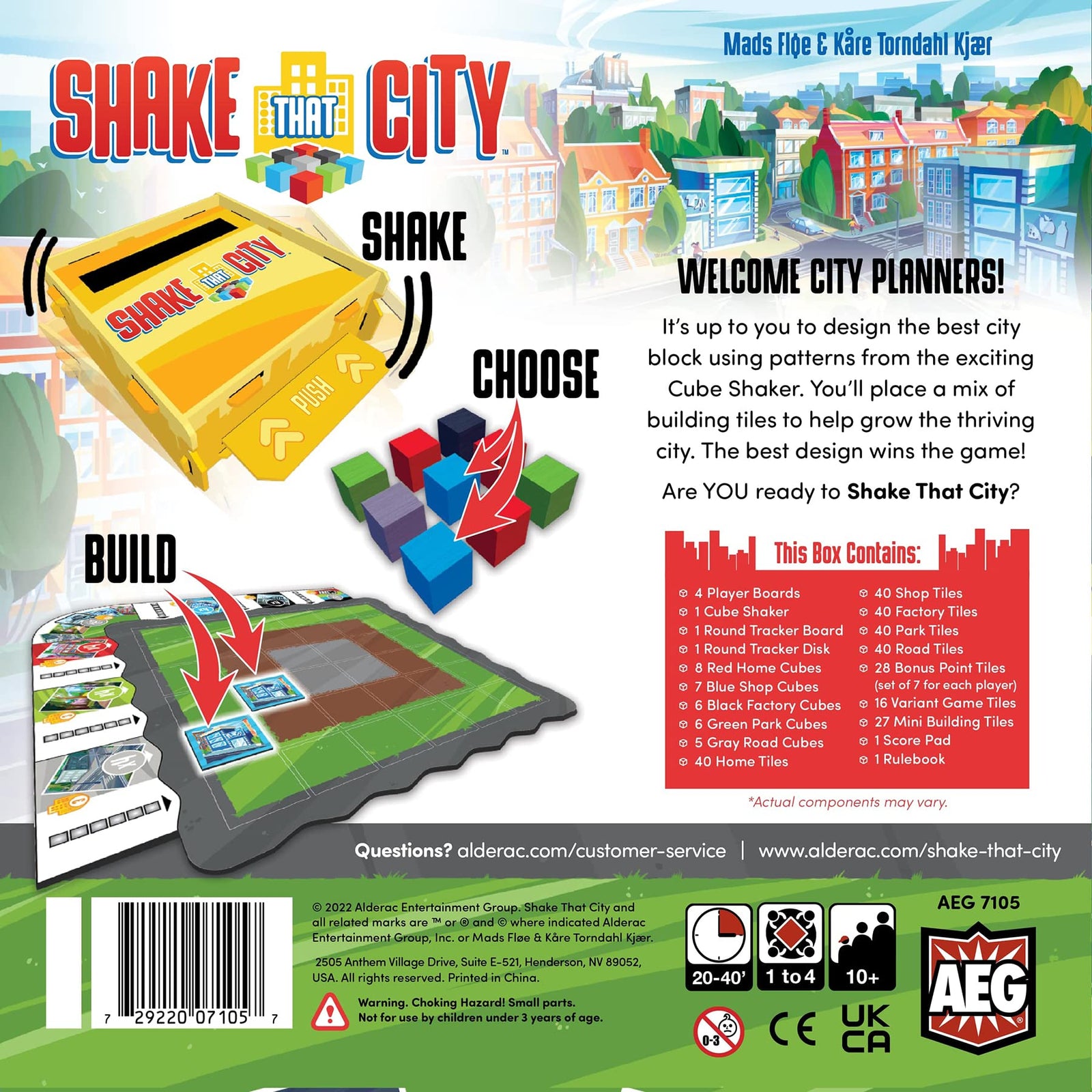 AEG Shake That City | Design The Best City Block by selecting a Pattern from The Cube Shaker | Family Puzzly Tile-Laying Game | 1-4 Players | Ages 10+ 2