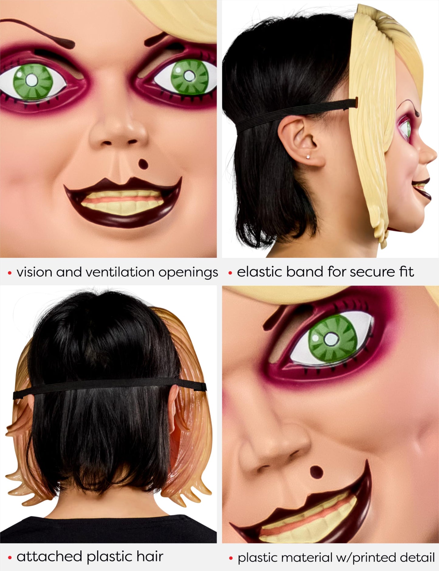 Bride of Chucky Tiffany Formed Plastic Half Mask 8
