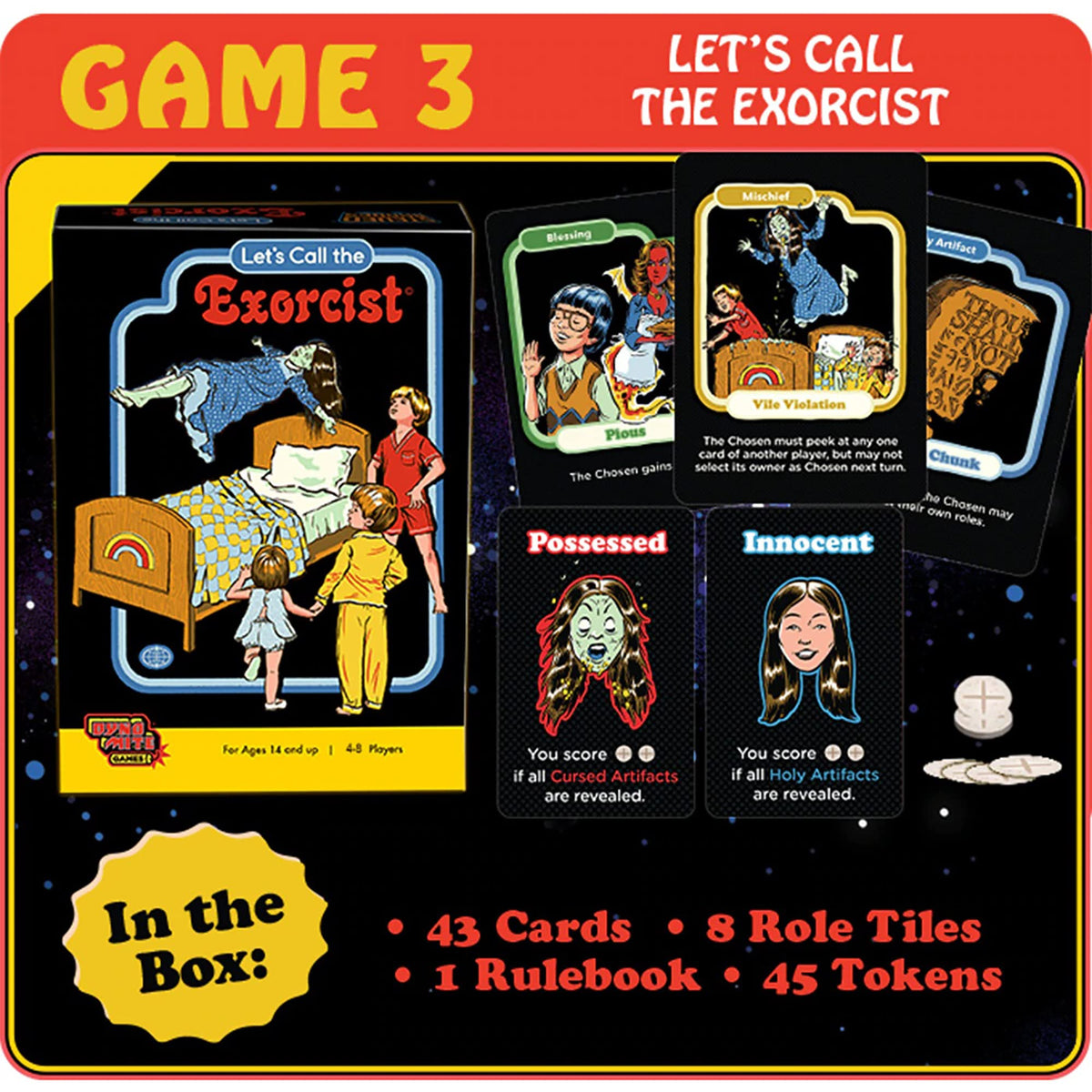 Cryptozoic Entertainment Let's Call The Exorcist: Steven Rhodes Games VOL. 2 - Dark Retro Social Deduction Game, Ages 14+, 4-8 Players, 20-45 Min (CZE29484) 3