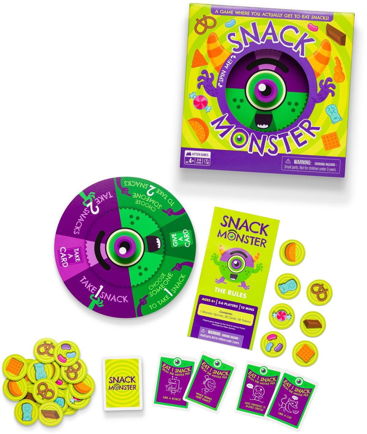 Exploding Kittens Snack Monster 2-6 Players - Ages 4+ - 10 Minutes to Play - Snack Eating Spinner Game - Kid Friendly Card Game, Family Game Night, Snack Time Kids Game 4