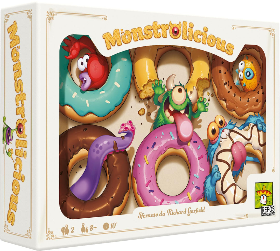 Monstrolicious Board Game - Family-Friendly Strategy Game with Quirky Monsters & Desserts, Exciting Mini-Games & Surprises, Ages 10+, 2 Players, 10 Min Playtime, Made by Repos Production