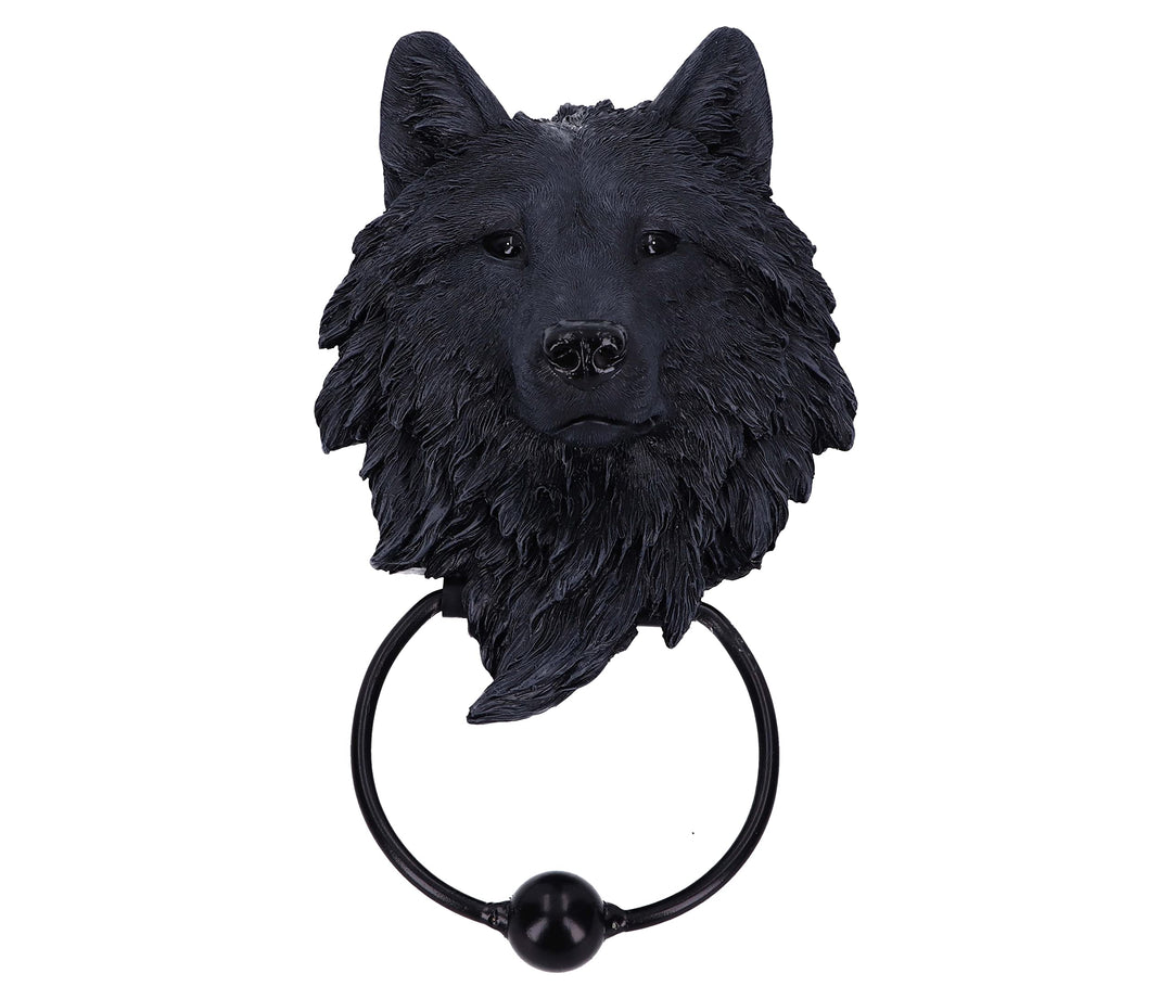 Dark Guardian Wolf Black Canine Door Knocker 22.8cm