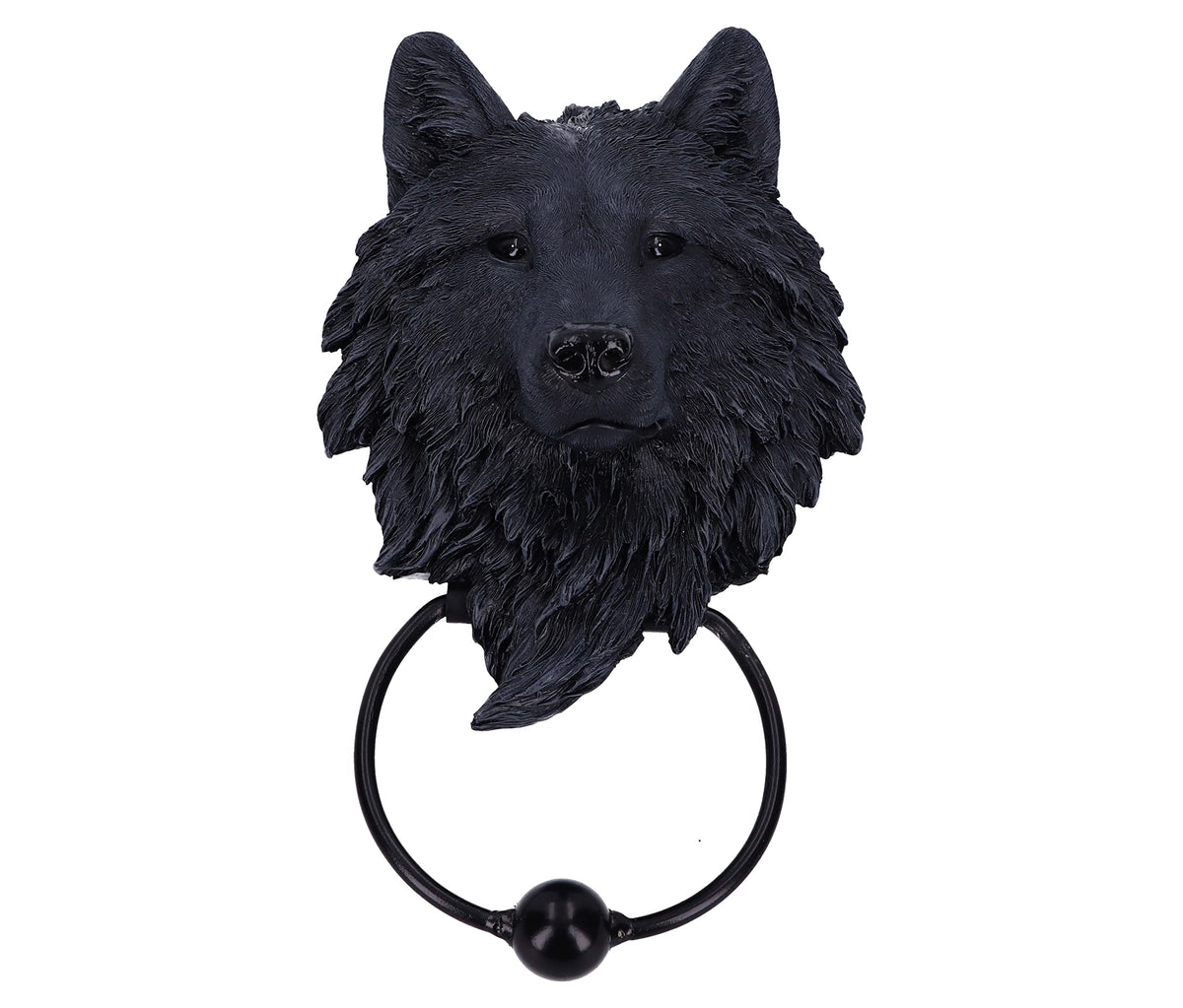 Dark Guardian Wolf Black Canine Door Knocker 22cm 2