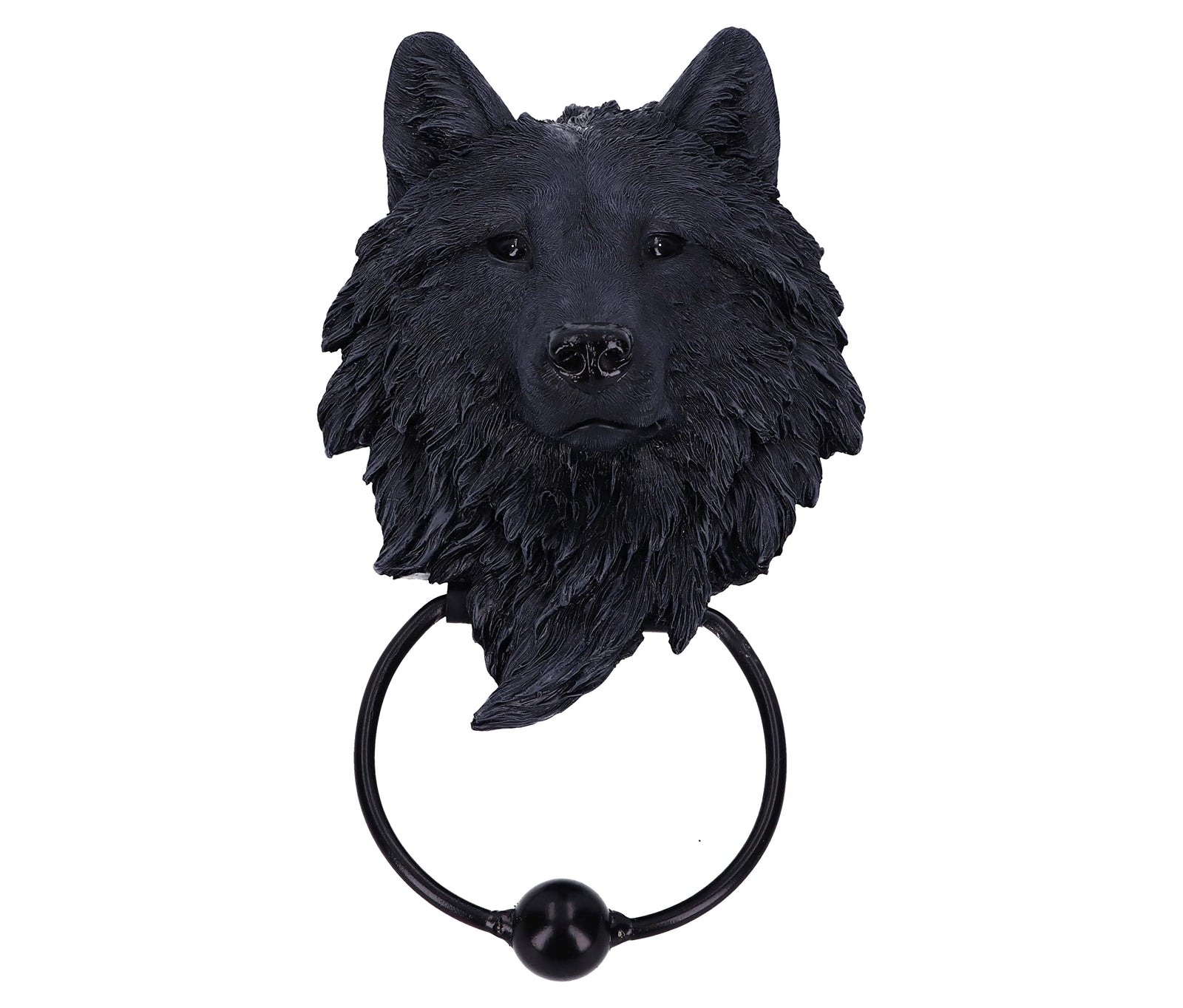 Dark Guardian Wolf Black Canine Door Knocker 22cm 2
