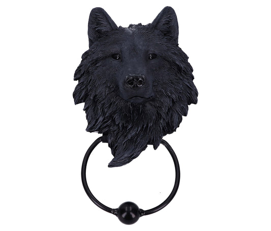 Dark Guardian Wolf Black Canine Door Knocker 22cm 2