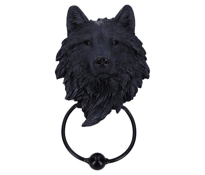 Dark Guardian Wolf Black Canine Door Knocker 22.8cm