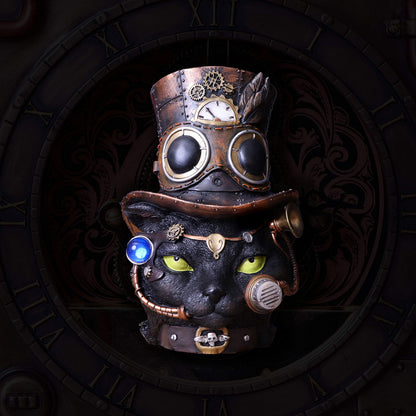 Felius Mogg Steampunk Black Cat Head Figurine 28.8cm 8