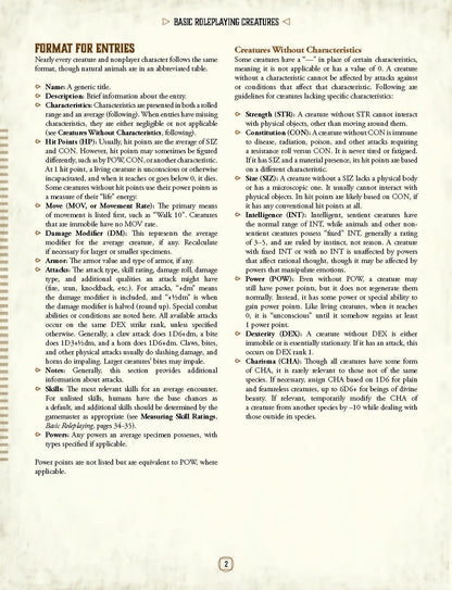 Basic Roleplaying Creatures Roleplaying Game by Chaosium 4