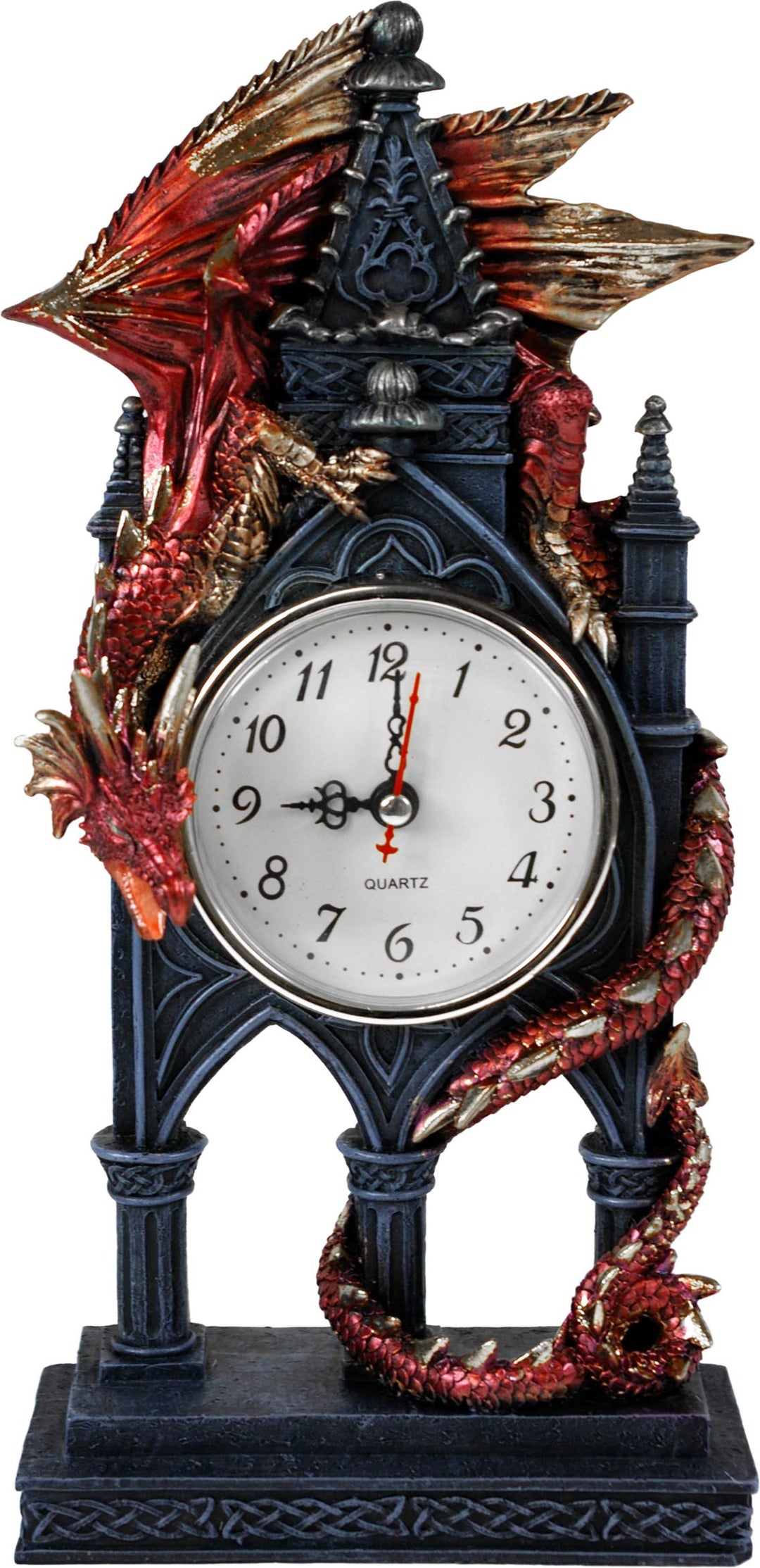 Red Dragon Gothic Fantasy Time Guardian Clock 27.5cm