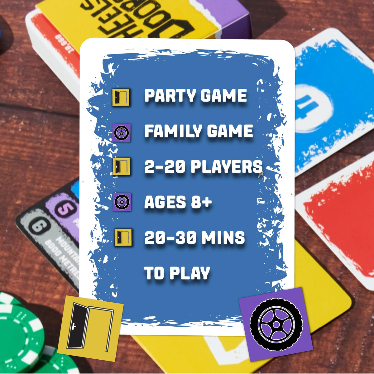 Format Games Wheels vs Doors Party Game - Hilarious Game Based on Social Media Discussions, Fun Family Game for Kids and Adults, Ages 8+, 2-20 Players, 30+ Minute Playtime, Made 2