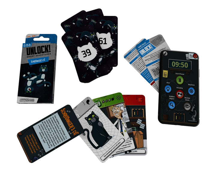 Space Cowboys Unlock! Short Adventures 8: Schrodinger's Cat - Immersive Escape Room Card Game for Kids and Adults, Ages 10+, 1-6 Players, 30 Minute Playtime, Made