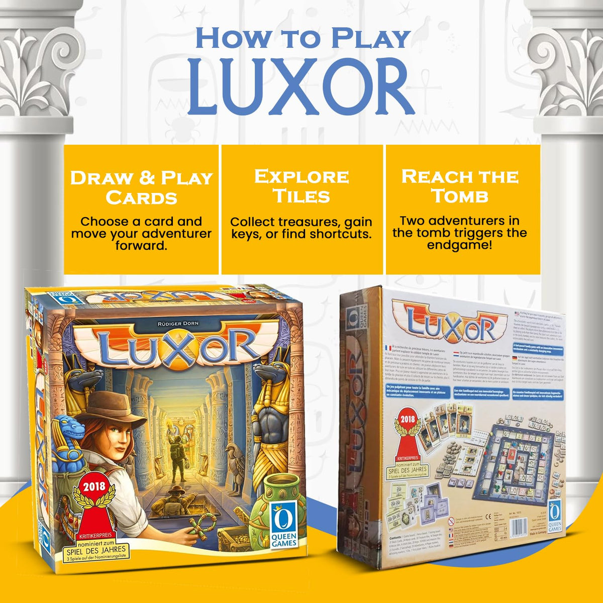 Queen Games Luxor Strategy Board Game for Families, Adults, Kids Ages 8+, 2-4 Players 4