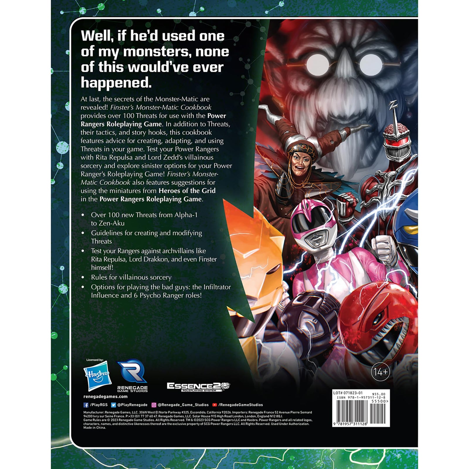 Finsters Monster Matic Cookbook Sourcebook Power Rangers RPG Roleplaying Game by Renegade Studio 2