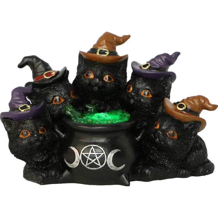 Kindles Potion Light Up Cats and Cauldron Ornament Kindles 18.5cm
