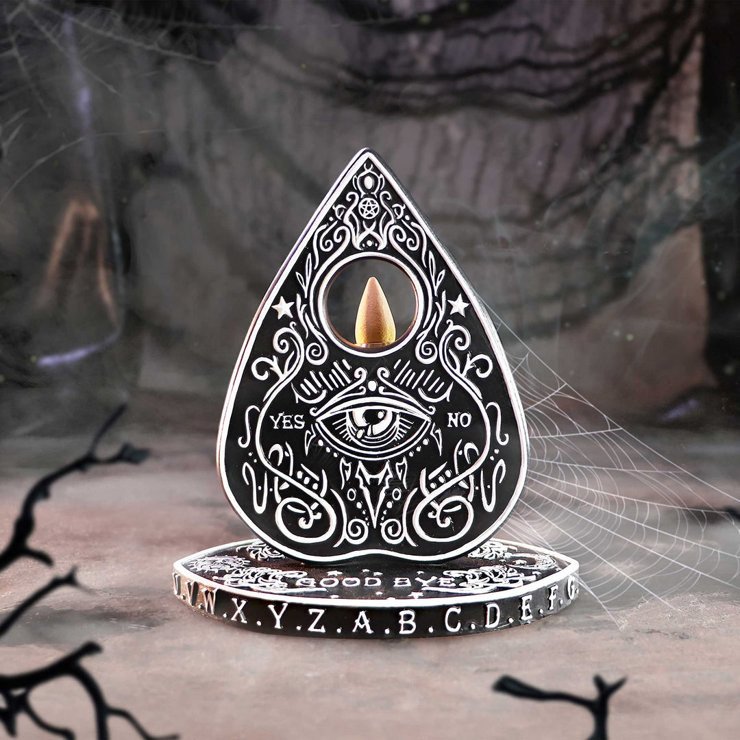 Black and White Spirit Board Planchette Backflow Incense Burner 15cm