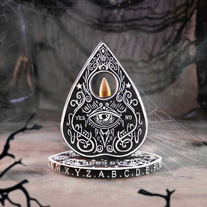 Black and White Spirit Board Planchette Backflow Incense Burner 15cm 7
