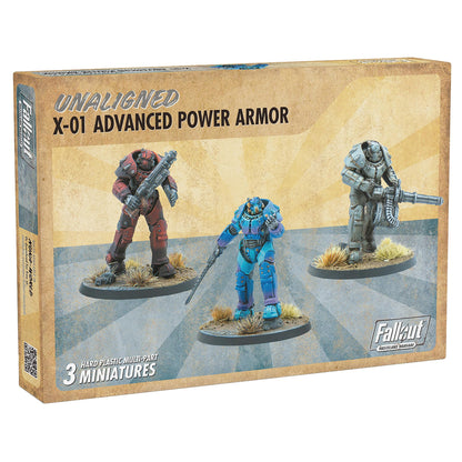 Modiphius Entertainment: Fallout: Wasteland Warfare - Unaligned: X-01 Power Armor - 3 Figures, Unpainted Miniatures, Scenic Bases, Tabletop Miniatures 1