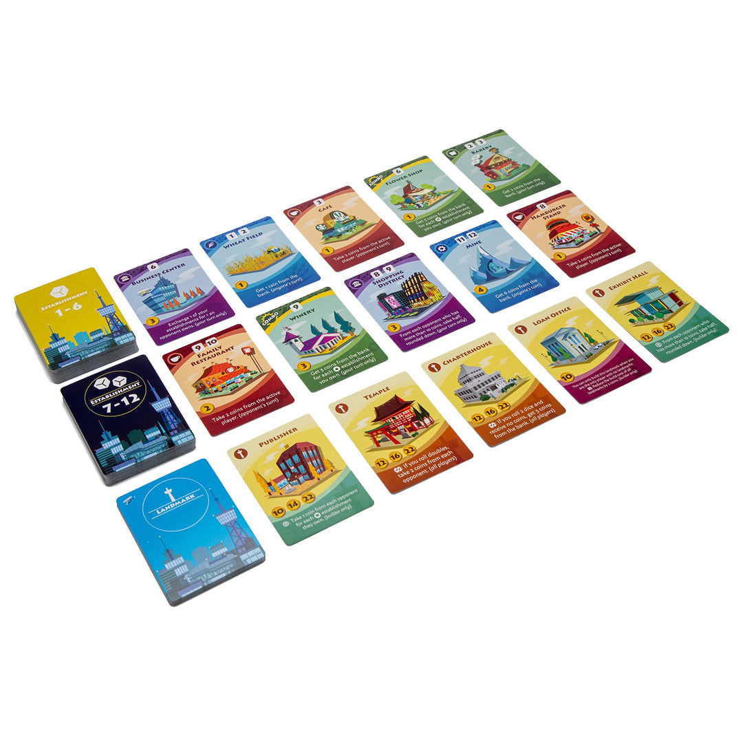 Pandasaurus Games Machi Koro 2 Board Game | City Building Strategy Board Game | Fast-Paced Dice Rolling Game for Adults and Kids | Ages 10+ | 2-5 Players | Average Playtime 45 Minutes | Made