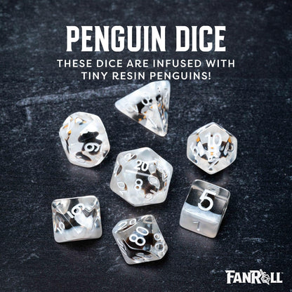 Resin Poly Dice Set Penguin Dice Gaming Accessory by Metallic Dice 3