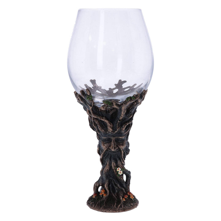 Bronze Forest Nectar Ancient Tree Spirit Green Man Goblet Wine Glass 23cm