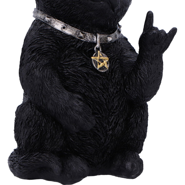 Metallicat Black Cat Throwing Rock Hand Sign 16.5cm