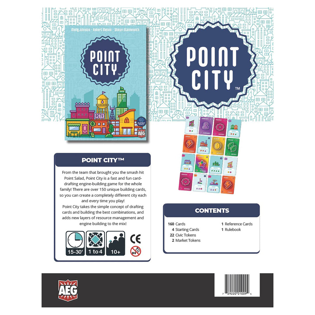 AEG & FlatOut Games | Point City - A City Building Card Game for The Whole Family | Easy to Learn | Quick to Play | Ages 10+ | 1-4 Players