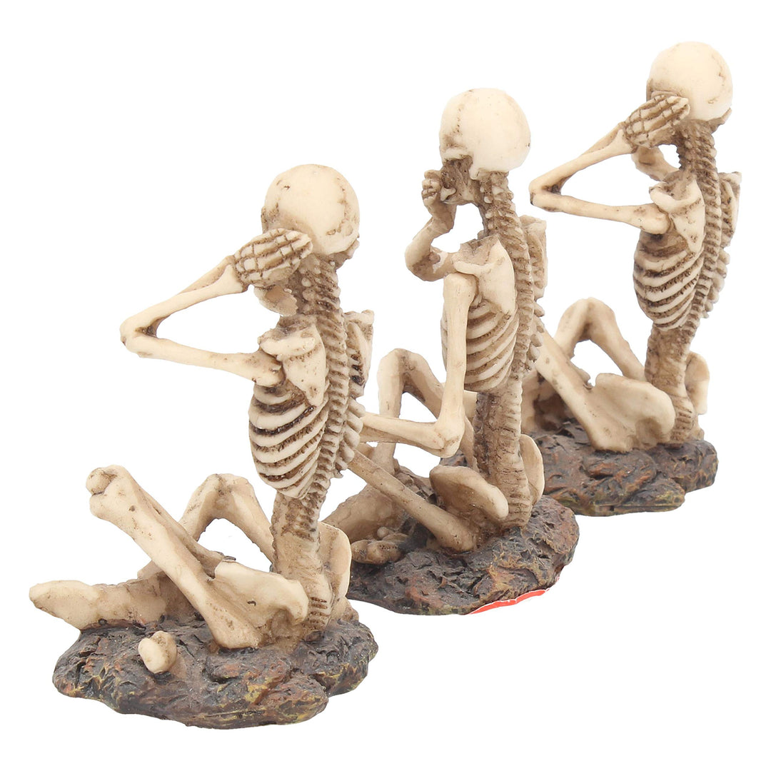 See No Hear Speak Three Wise Skeletons Figurines Set 3 8.5cm