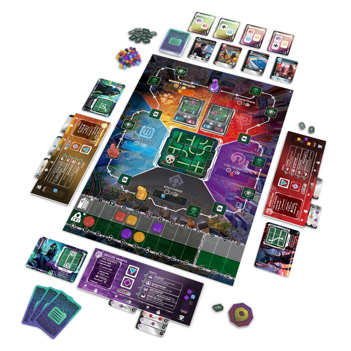 Thunderworks Games - Metrorunner | Strategy Board Game | Sci-fi Rondel Eurogame with Hacking Tile Puzzle | Worker Movement & Resource Collection | Family Game for 1-5 Players Ages 14+ 30-90 Minutes 6