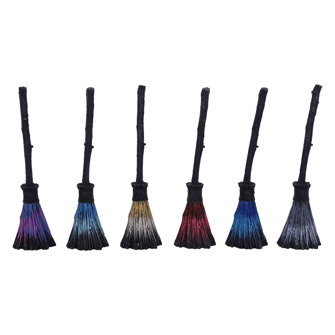 Set of Six Positivity Broomsticks with Silver Charms Positive Energy 20cm