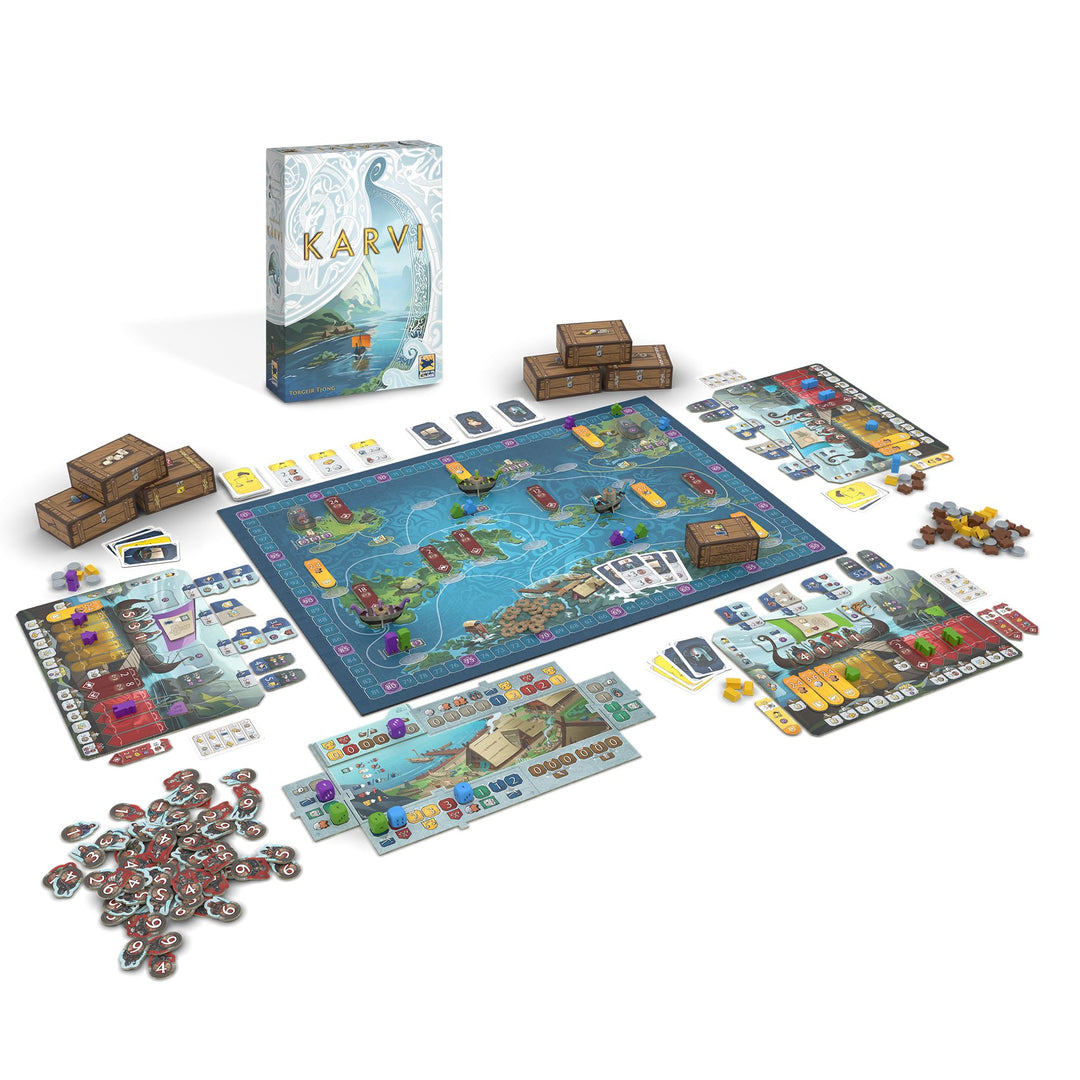 Karvi Board Game - Viking Saga of Raiding and Trading! Epic Adventure Game, Strategy Game for Kids & Adults, Ages 12+, 2-4 Players, 120 Min Playtime, Made by Hans im Glück