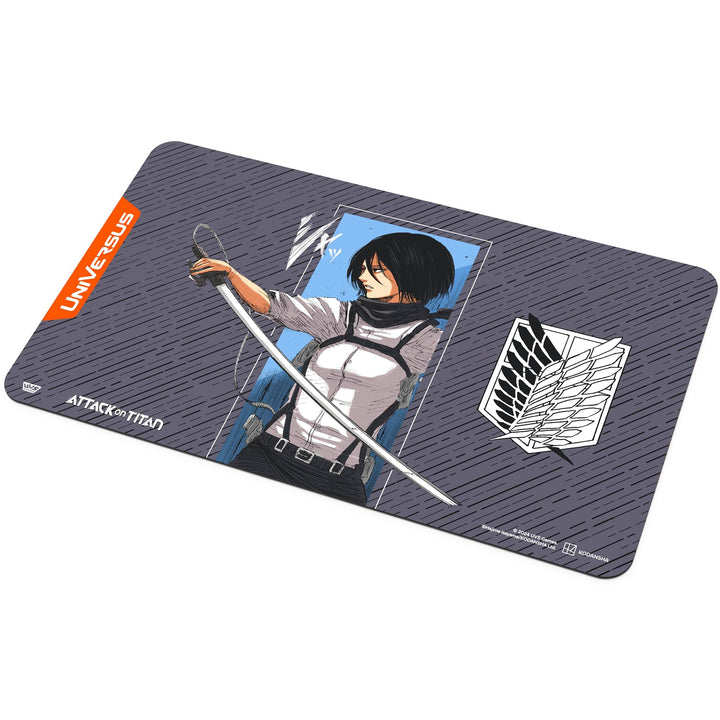 UniVersus Attack on Titan: Battle for Humanity - Mikasa Ackerman Playmat - 24 x 14 Neoprene Mat, Tabletop Card Game Accessory, UVS Games, Licensed