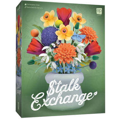 Stalk Exchange Board Game, Beautiful Flower and Gardening Themed Strategy Game, Fast, Fun, Economic, and Competitive, Ages 10+, 2-5 Players, 45+ Min Play Time, Game Design by Christopher Chan 1