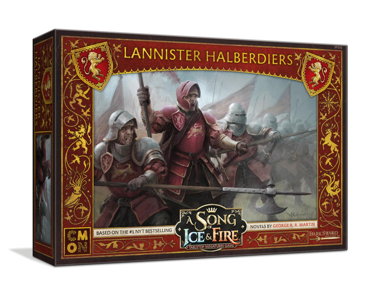 CMON A Song of Ice and Fire Tabletop Miniatures Game Lannister Halberdiers Unit Box - Enhance Your Forces! Strategy Game for Adults, Ages 14+, 2+ Players, 45-60 Minute Playtime, Made 1