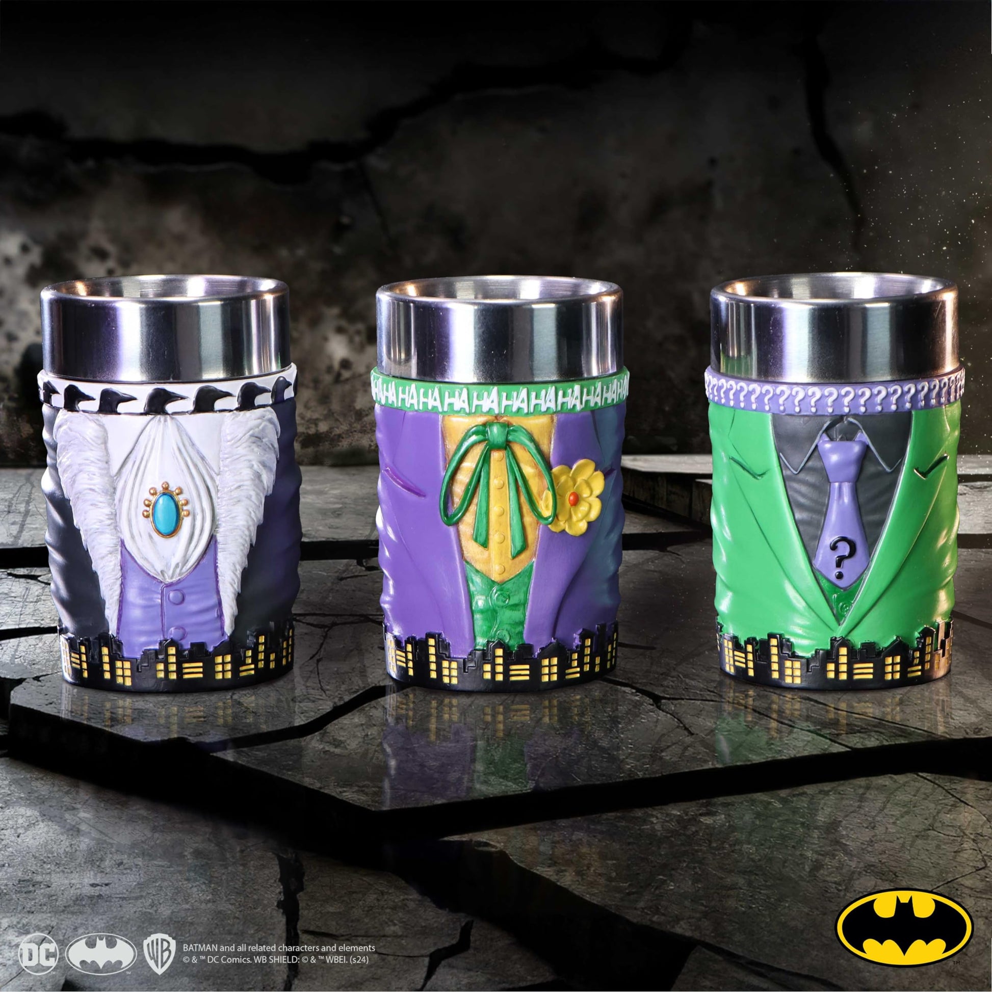 DC Batman Villain Mini Cup Set Featuring The Joker Riddler and Penguin Super-Villain Collectible 5
