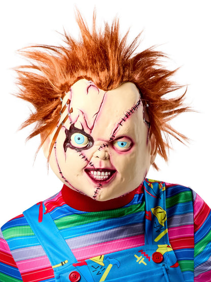 Bride of Chucky Movie Chucky Stitched Up 3/4 Vinyl Costume Mask for Adults 6