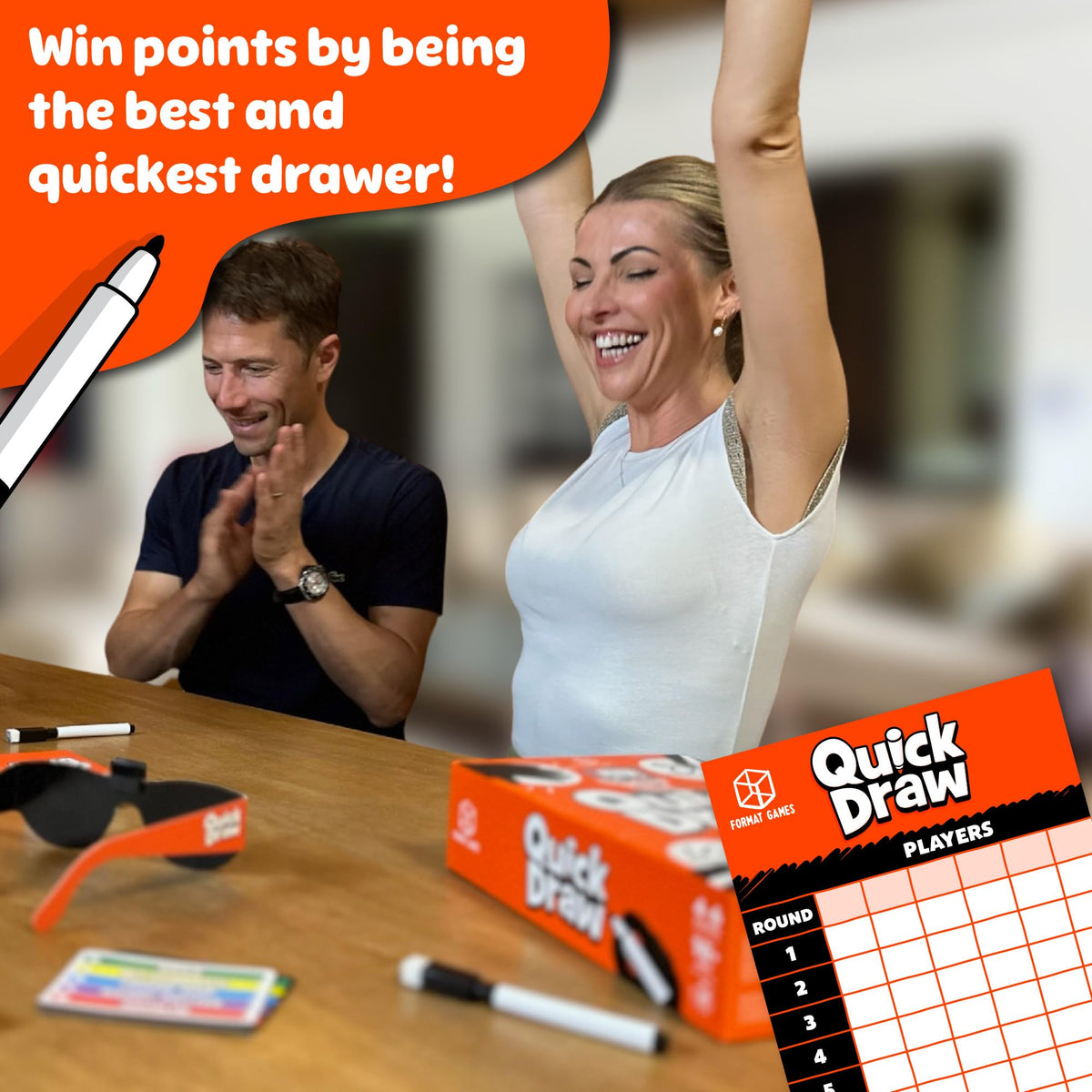 Format Games Quick Draw Party Game - Fast-Paced Drawing Competition for Family Game Night! Hilarious Guessing Rounds for Kids & Adults, Ages 8+, 3-6 Players, 30 Minute Playtime, Made 7