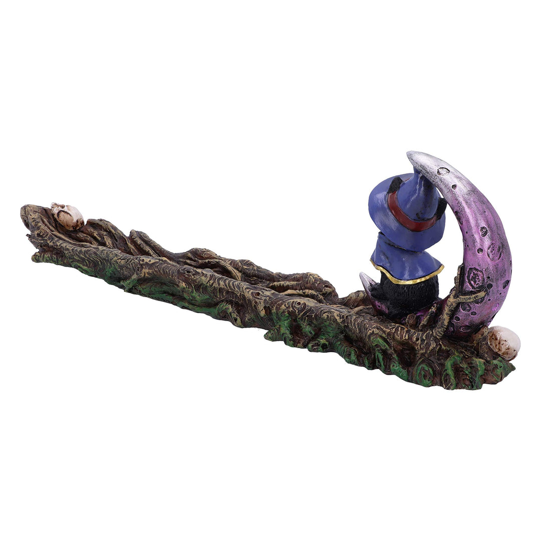 Grimalkin Witches Familiar Black Cat and Crescent Moon Incense Burner 29cm