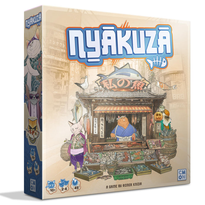 Nyakuza Board Game - Build Your Clan's Seafood Stall and Race to The Grand Market! Fun Competitive Strategy Game for Kids & Adults, Ages 10+, 2-4 Players, 45 Minute Playtime, Made by CMON