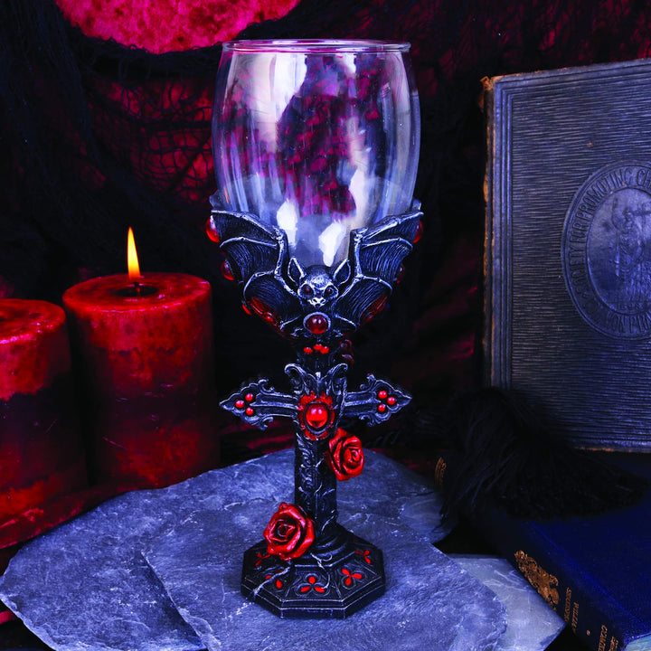 Carpe Noctem Dracula Vampire Bat Wine Glass Goblet 20cm