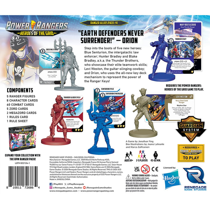 Renegade Game Studios: Power Rangers: Heroes of The Grid: Allies Pack #4 - Expansion, 5 New Heroes! Roleplaying Miniatures Game, Age 14+, 2-5 Player