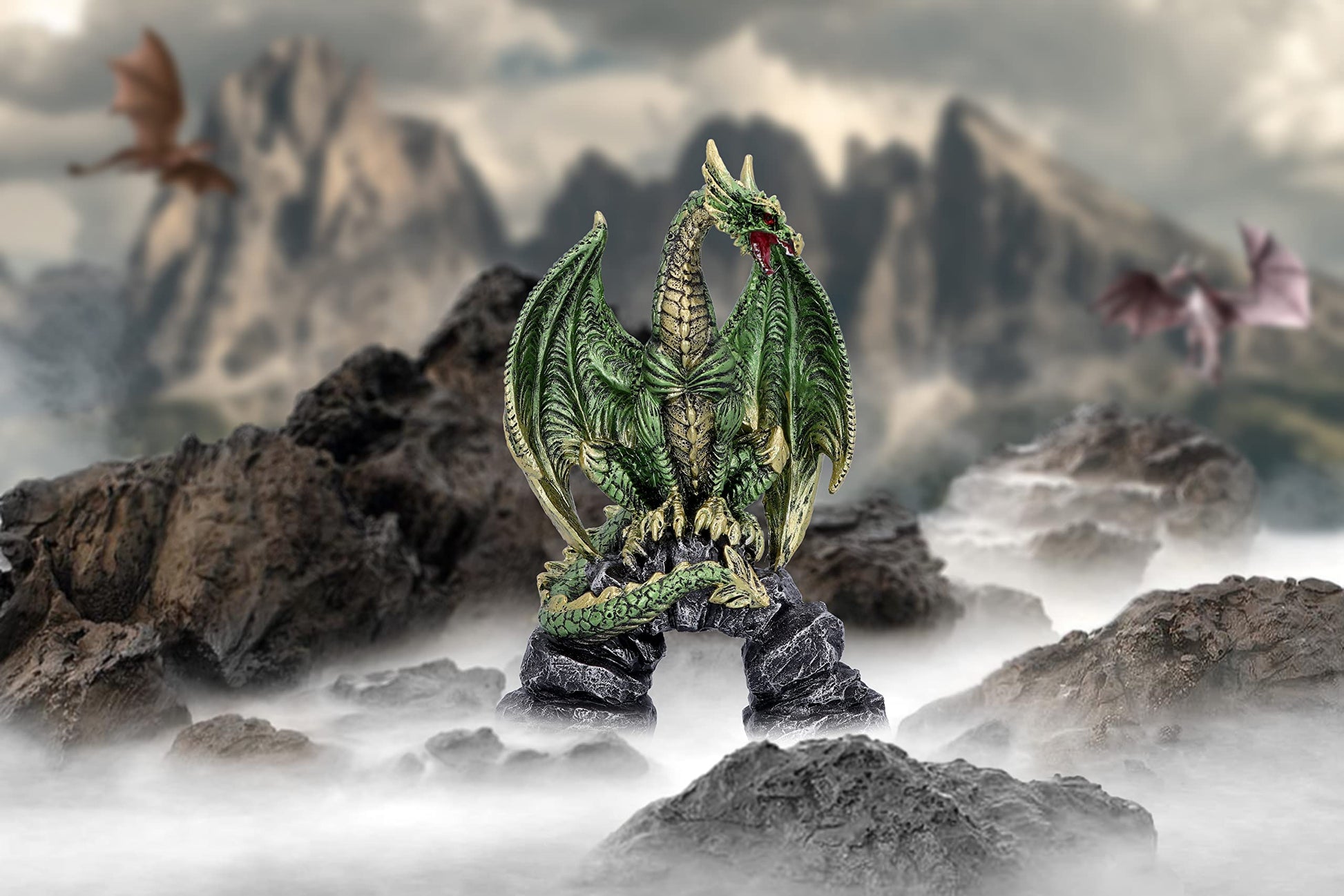 Haranu Green Metallic Dragon Figurine 15.5cm 7