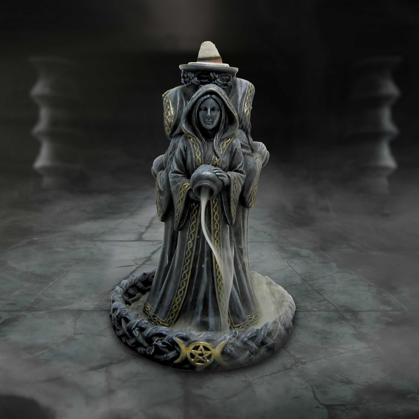 Triple Moon Goddess Backflow Incense Burner 15.5cm 4