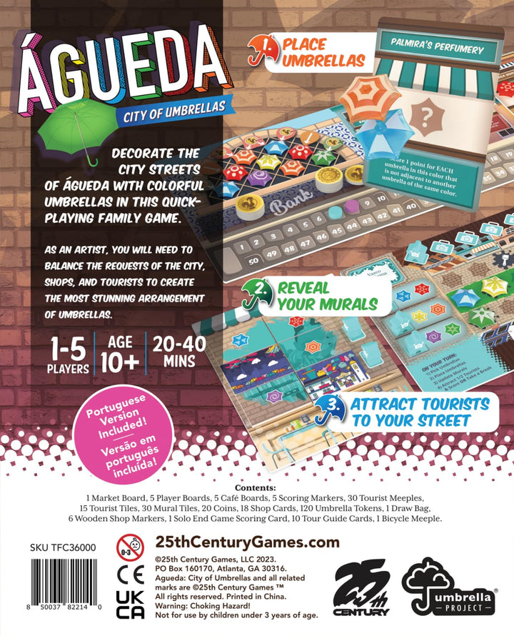 Águeda: City of Umbrellas, Strategy Board Game for 1 to 5 Players and Ages 10+ - 25th Century Games