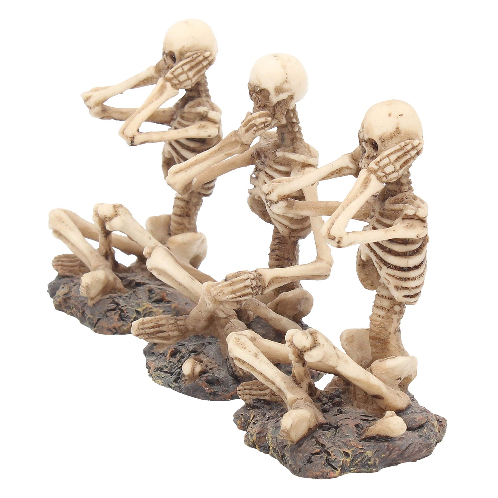 See No Hear Speak Three Wise Skeletons Figurines  8.5cm 2