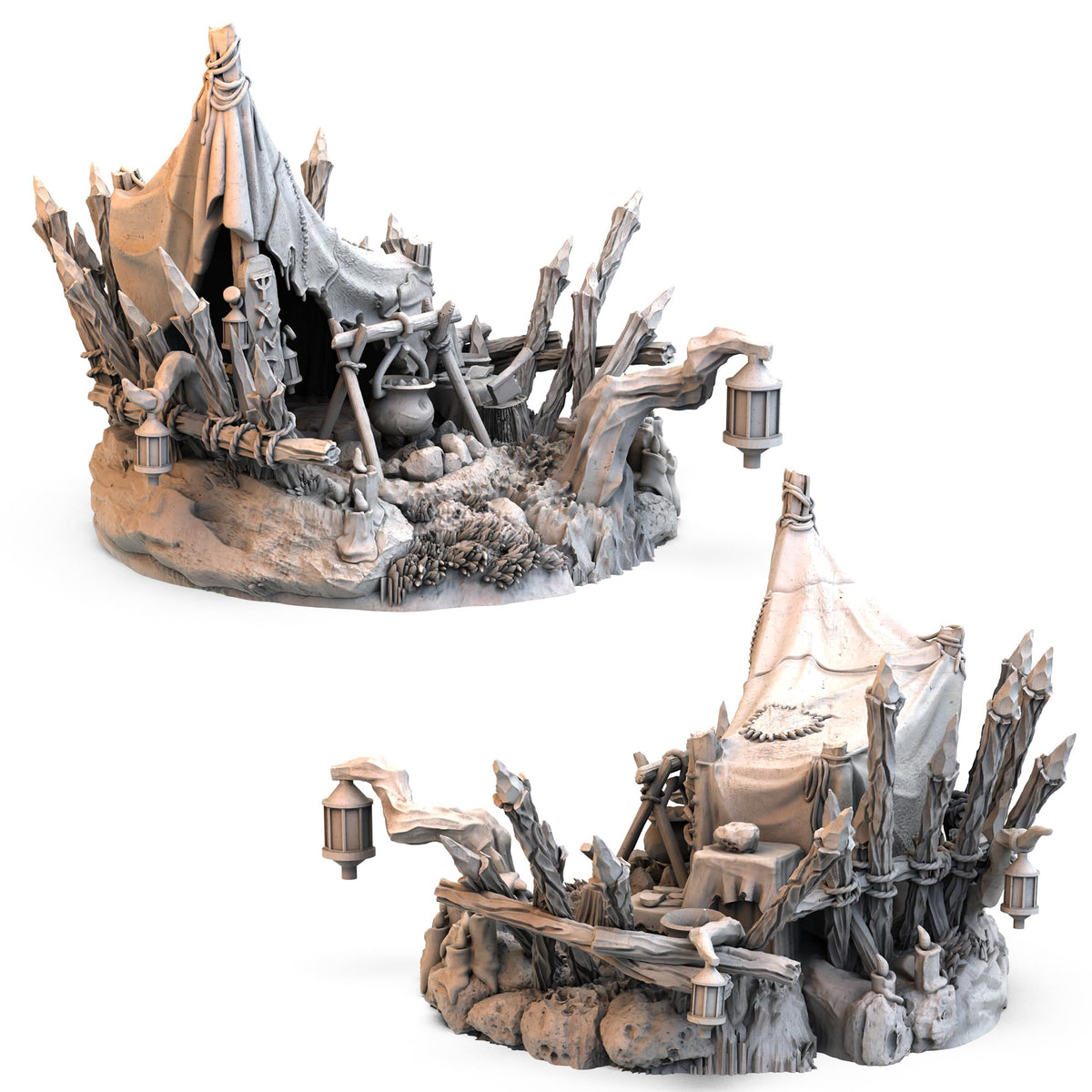 Awaken Realms Tainted Grail: Kings of Ruin Campsite Miniature Upgrade - Upgrade Your Character's Home Base! Ages 14+, 1-4 Players, 2-3 Hour Playtime, Made 4