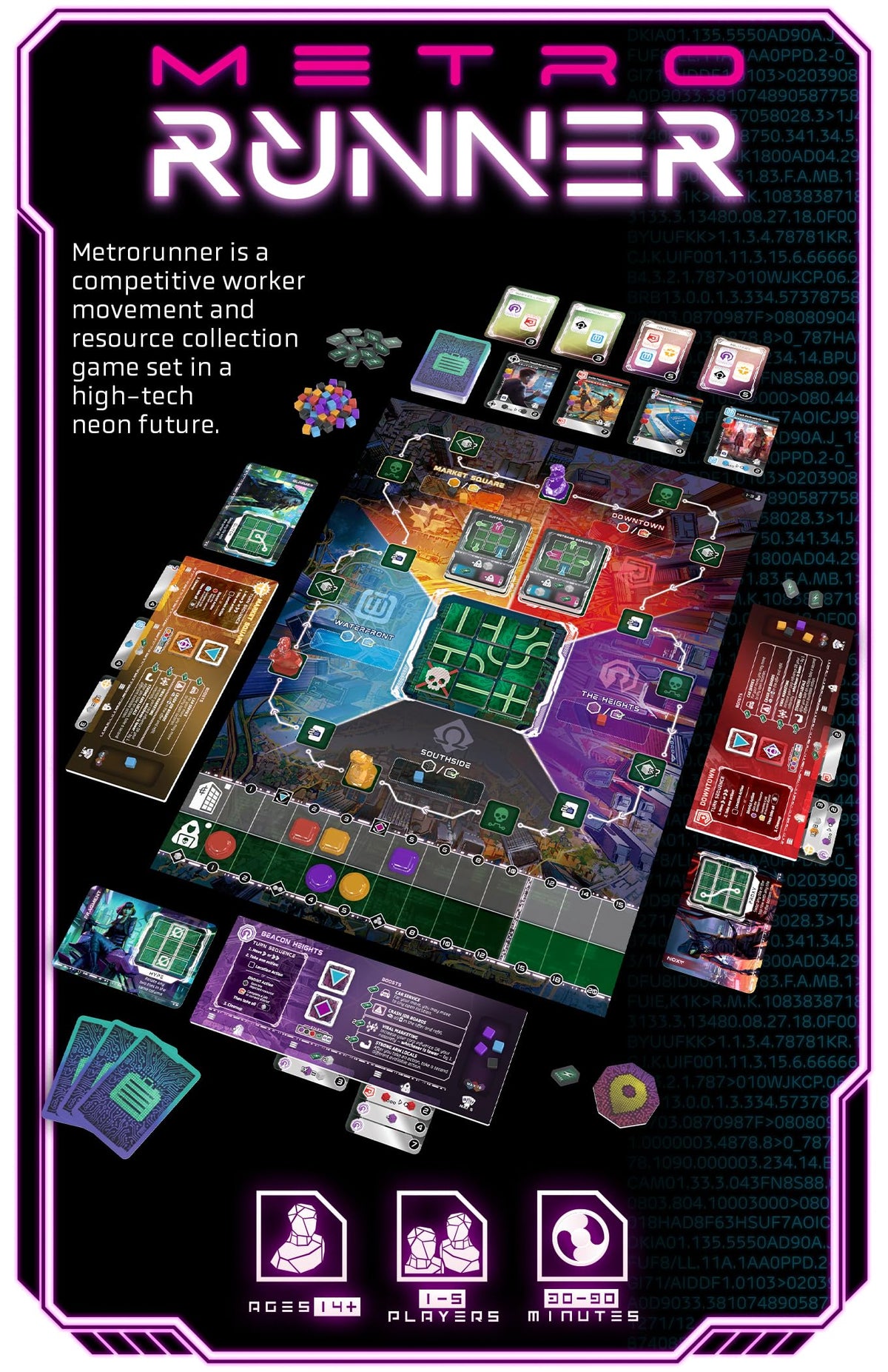 Thunderworks Games - Metrorunner | Strategy Board Game | Sci-fi Rondel Eurogame with Hacking Tile Puzzle | Worker Movement & Resource Collection | Family Game for 1-5 Players Ages 14+ 30-90 Minutes 3