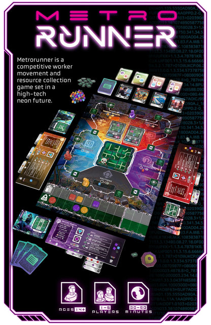 Thunderworks Games - Metrorunner | Strategy Board Game | Sci-fi Rondel Eurogame with Hacking Tile Puzzle | Worker Movement & Resource Collection | Family Game for 1-5 Players Ages 14+ 30-90 Minutes 3
