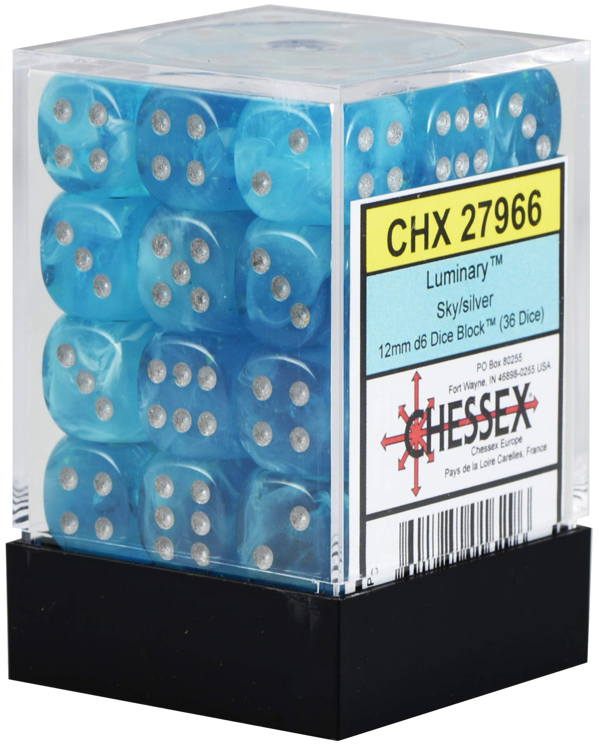 Chessex 27966 Dice, Sky W/Silver, 12 mm 1